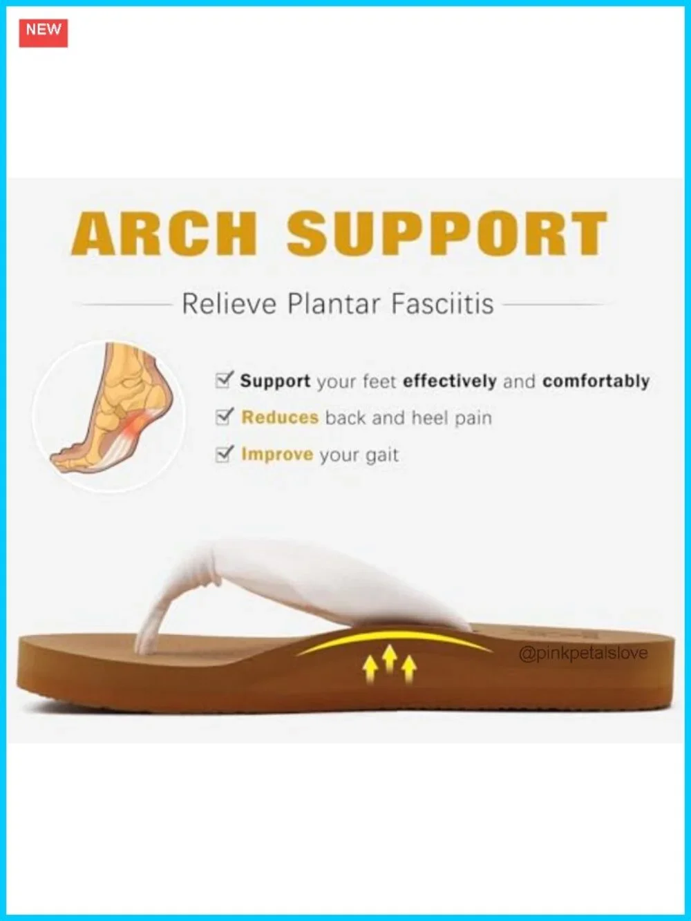 KuaiLu Women's Arch Support Flip Flops Memory Foam Thong Sandals